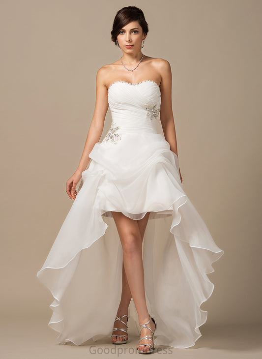 Asymmetrical With Felicity Ruffle Beading Dress Wedding Dresses Wedding Sweetheart Organza A-Line Sequins