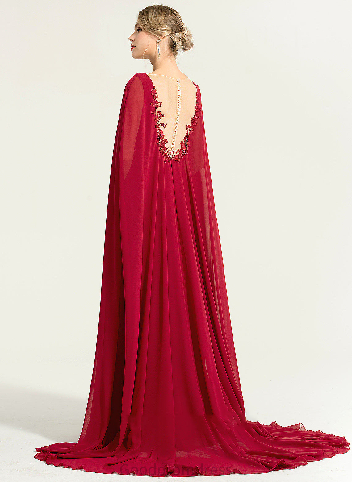 A-Line With Chiffon Wedding Dresses V-neck Sequins Floor-Length Megan Dress Wedding