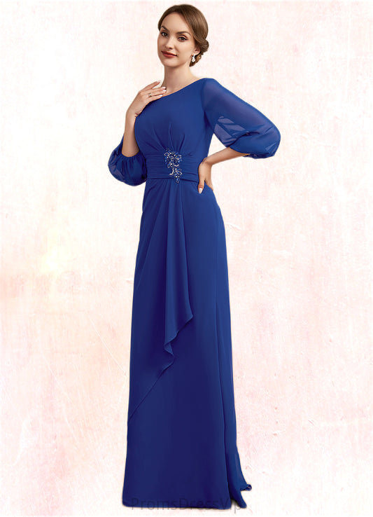 Zaria A-Line Scoop Neck Floor-Length Chiffon Mother of the Bride Dress With Ruffle Beading HL126P0014963