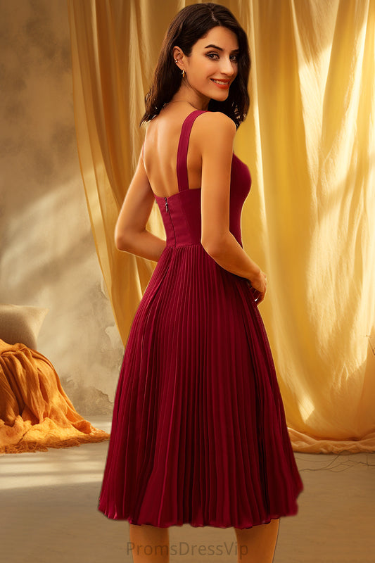 Belen A-line Square Knee-Length Chiffon Homecoming Dress With Pleated HLP0020530