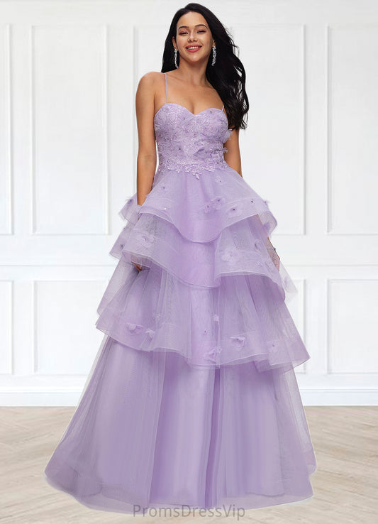 Suzanne Ball-Gown/Princess Sweetheart Floor-Length Tulle Prom Dresses With Beading Sequins HLP0022204