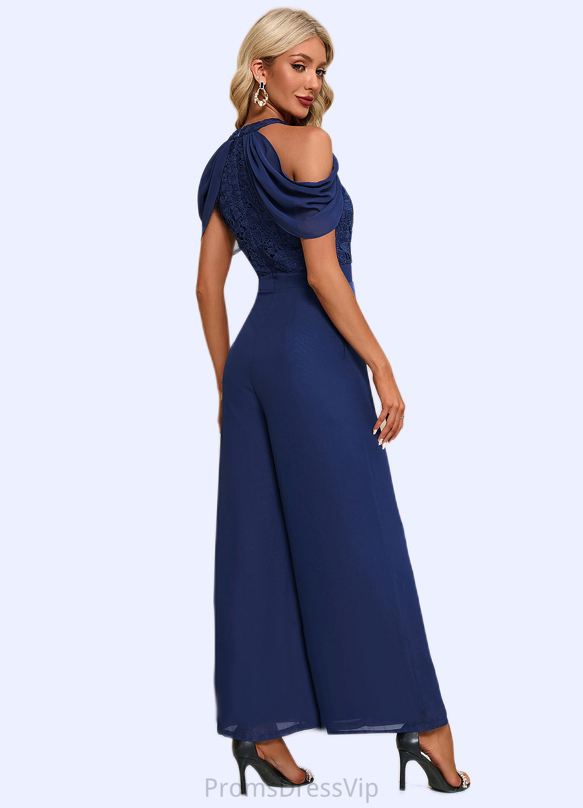 Fiona Flower Jacquard Off the Shoulder Elegant Jumpsuit/Pantsuit Chiffon Lace Maxi Dresses HLP0022372