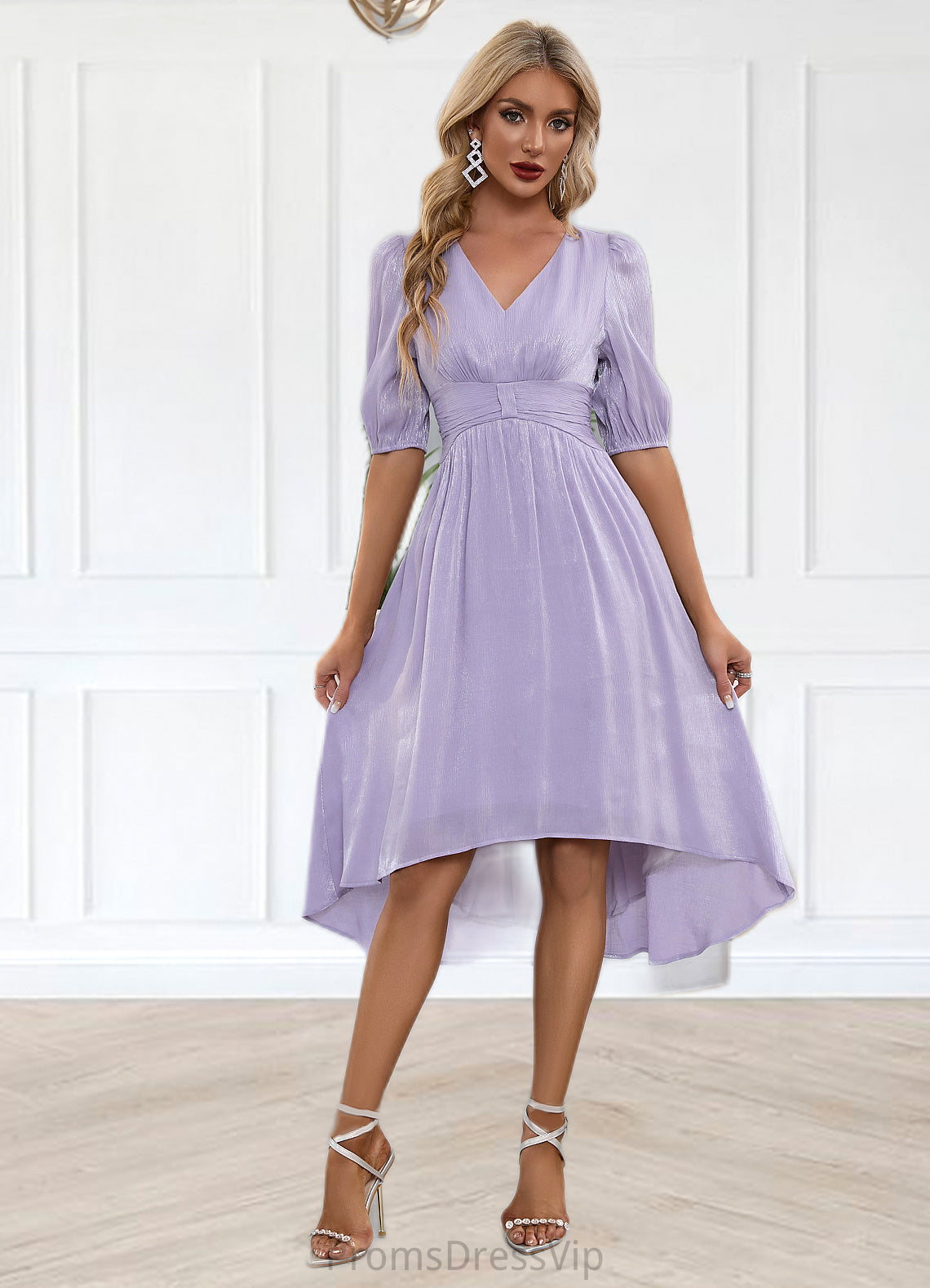Mattie V-Neck Elegant A-line Polyester Midi Dresses HLP0022550