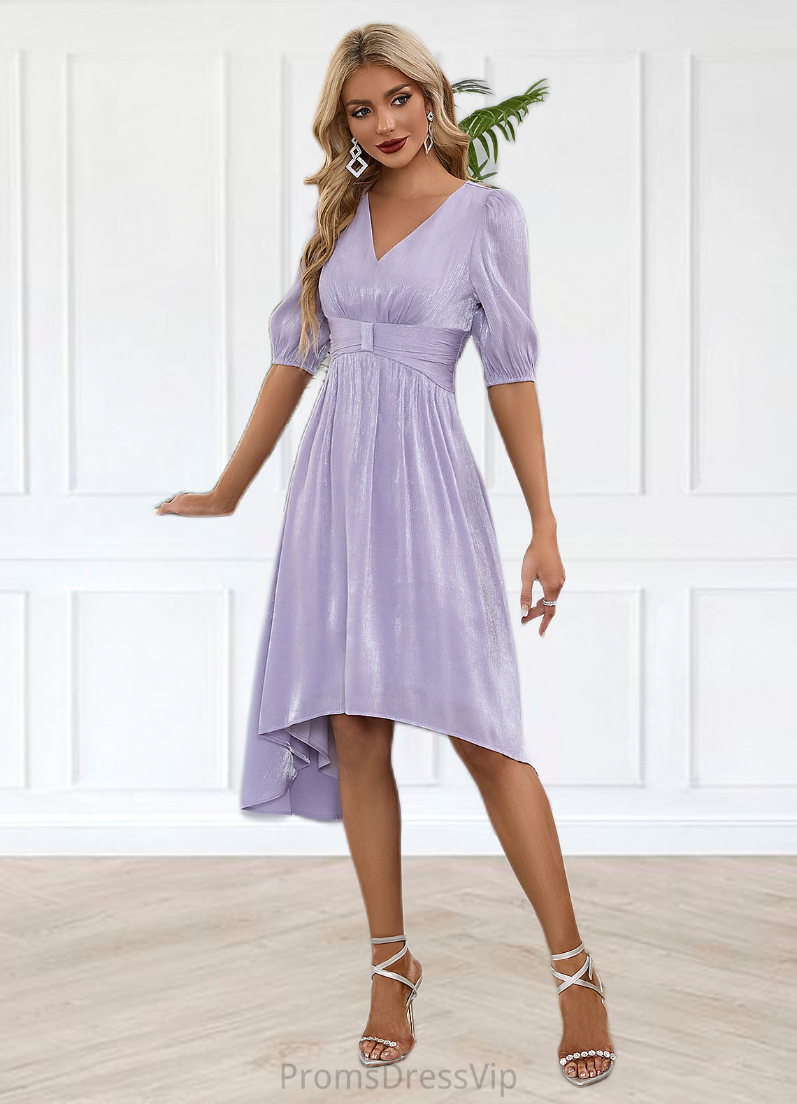 Mattie V-Neck Elegant A-line Polyester Midi Dresses HLP0022550