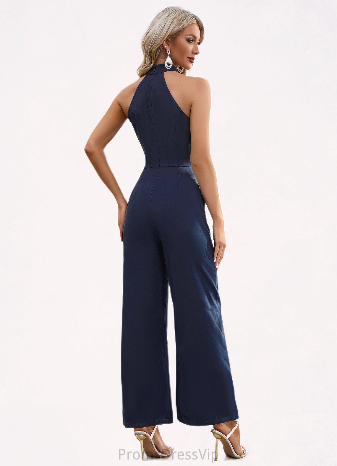Alia High Neck Elegant Jumpsuit/Pantsuit Polyester Maxi Dresses HLP0022551