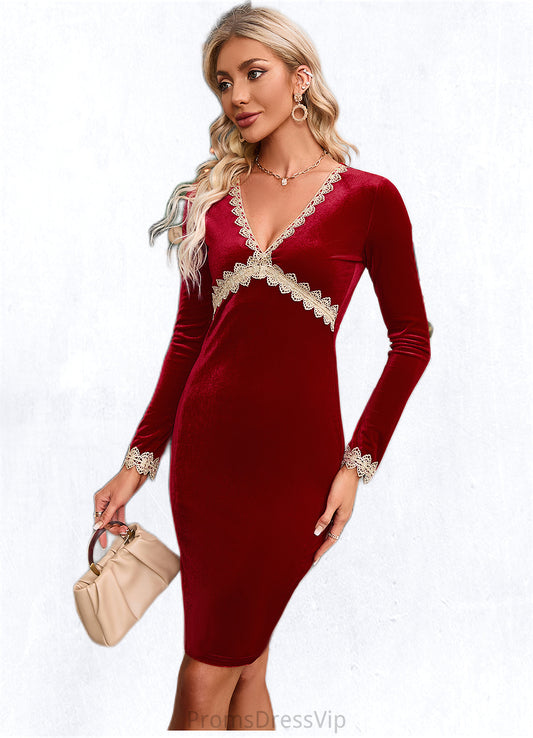 Madelynn Appliques Lace V-Neck Elegant Bodycon Velvet Mini Dresses HLP0022560