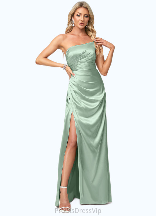 Nola A-line One Shoulder Asymmetrical Stretch Satin Bridesmaid Dress HLP0022585