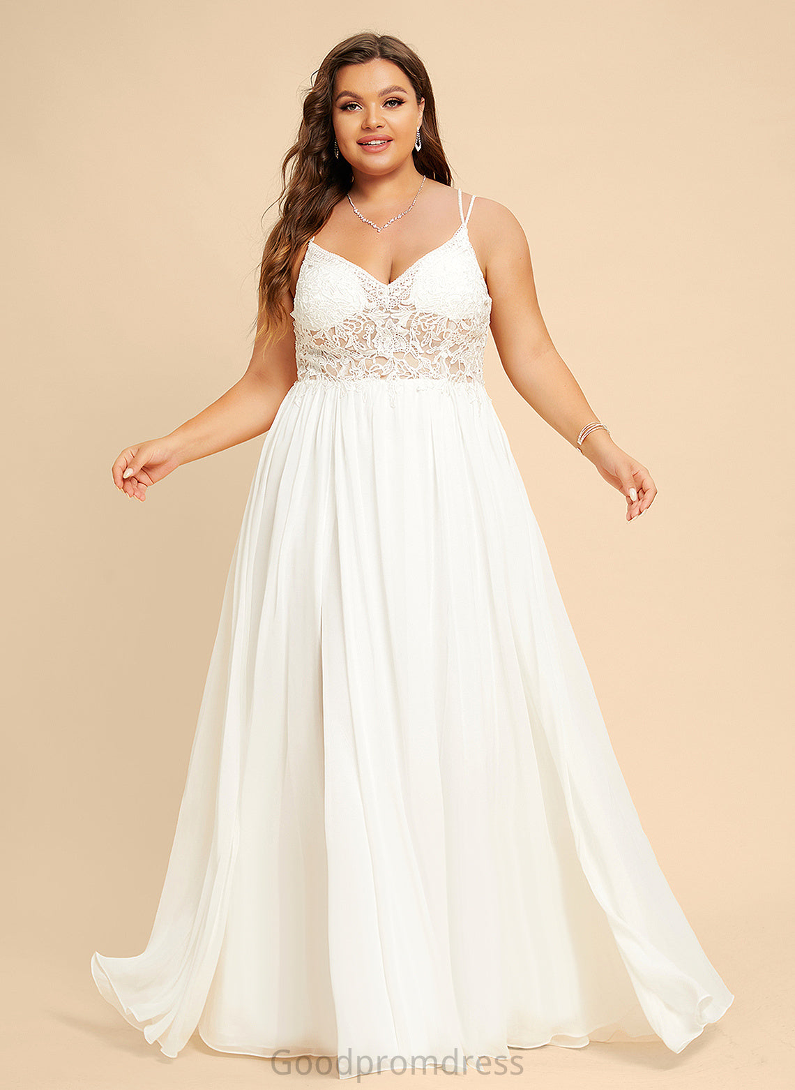 Lace Beading Nora With Chiffon Floor-Length Wedding Dresses Dress Wedding V-neck A-Line