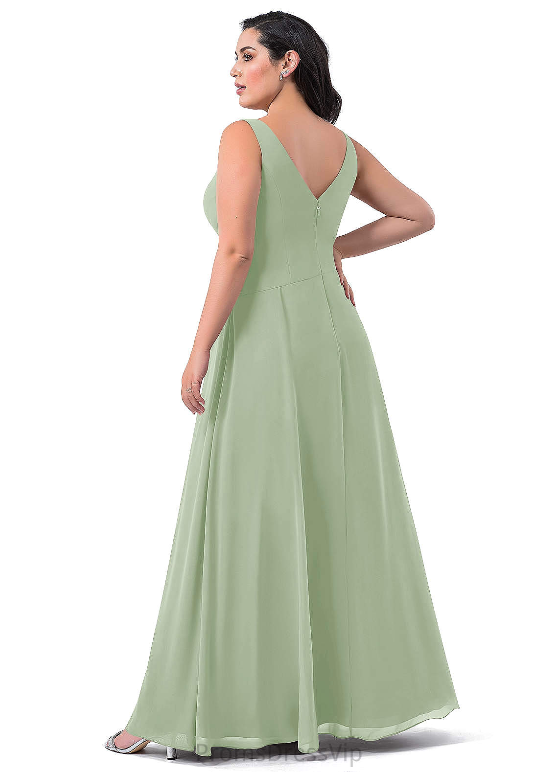 Ashly Sleeveless Natural Waist Floor Length Spaghetti Staps A-Line/Princess Bridesmaid Dresses