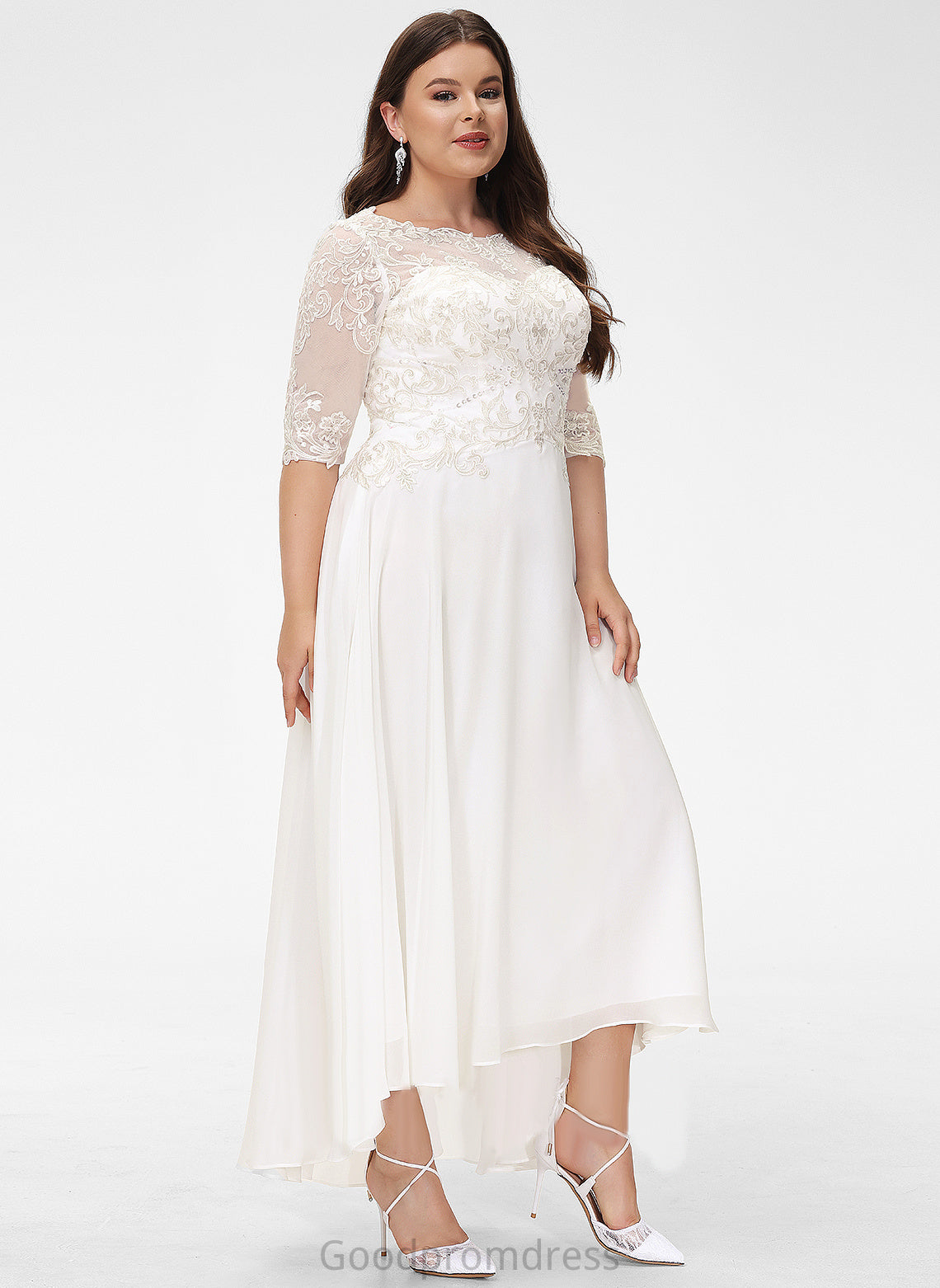 Dress Wedding Dresses Lace Sequins With Wedding Scoop Beading Rowan A-Line Chiffon Asymmetrical
