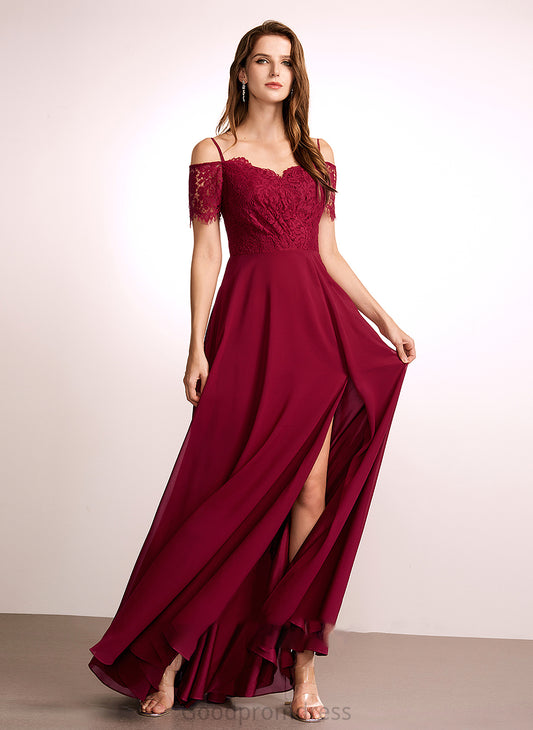 Fabric V-neck Floor-Length Silhouette Lace Neckline A-Line Straps Length Marianna Floor Length Sleeveless Bridesmaid Dresses