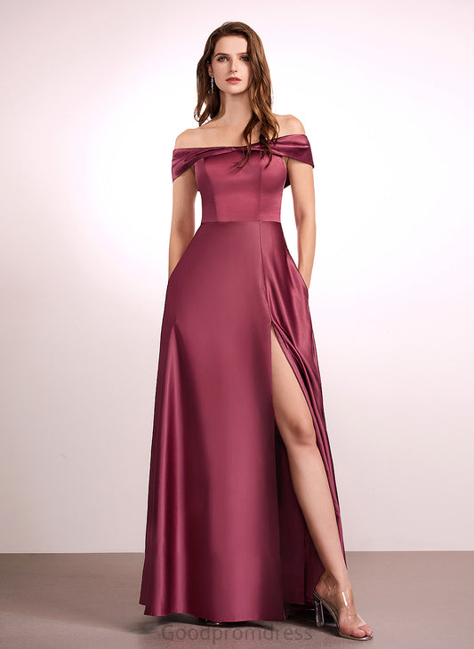 Neckline Fabric Off-the-Shoulder Floor-Length SplitFront Embellishment A-Line Length Silhouette Danica Floor Length Natural Waist Bridesmaid Dresses