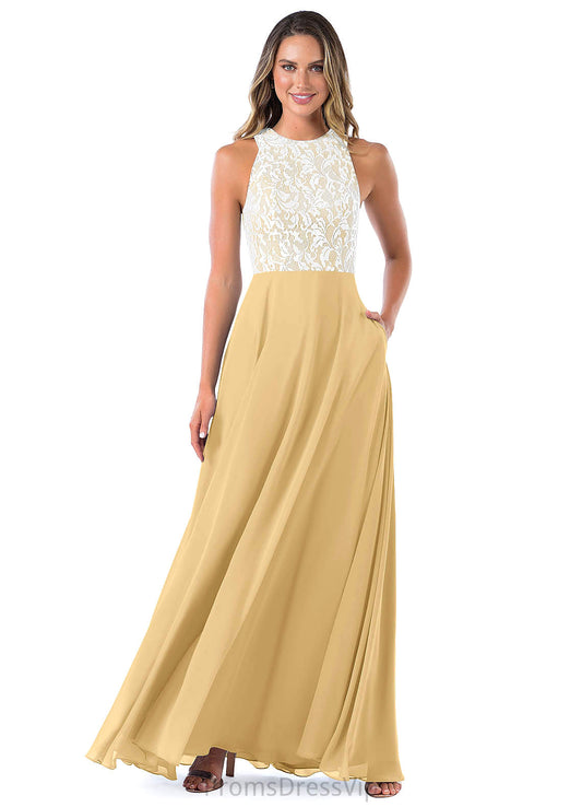 Amiah Sleeveless V-Neck Floor Length Natural Waist A-Line/Princess Bridesmaid Dresses