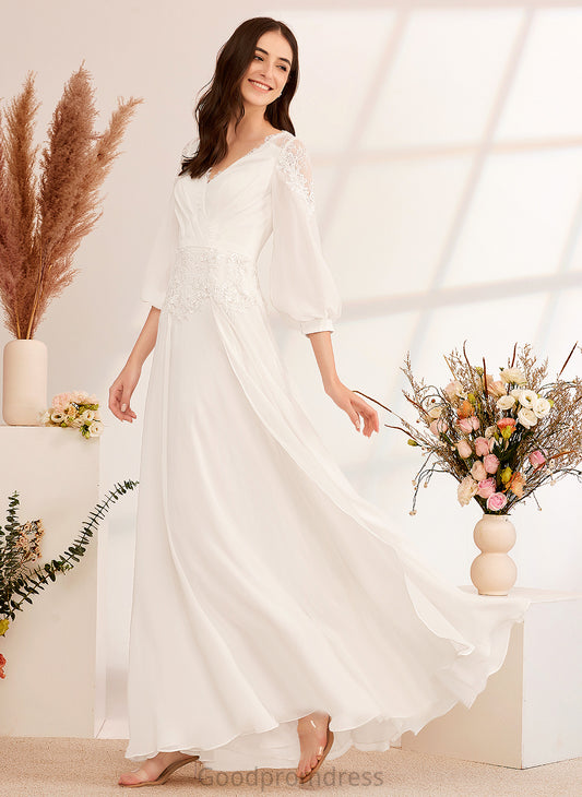 A-Line Chiffon V-neck Wedding Dresses Floor-Length Wedding Dress Adyson