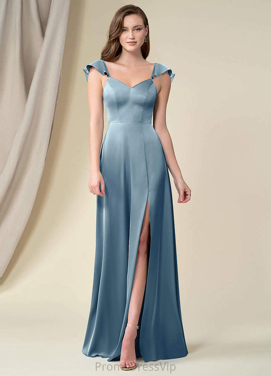 Monique Floor Length Sheath/Column Natural Waist Sleeveless V-Neck Bridesmaid Dresses