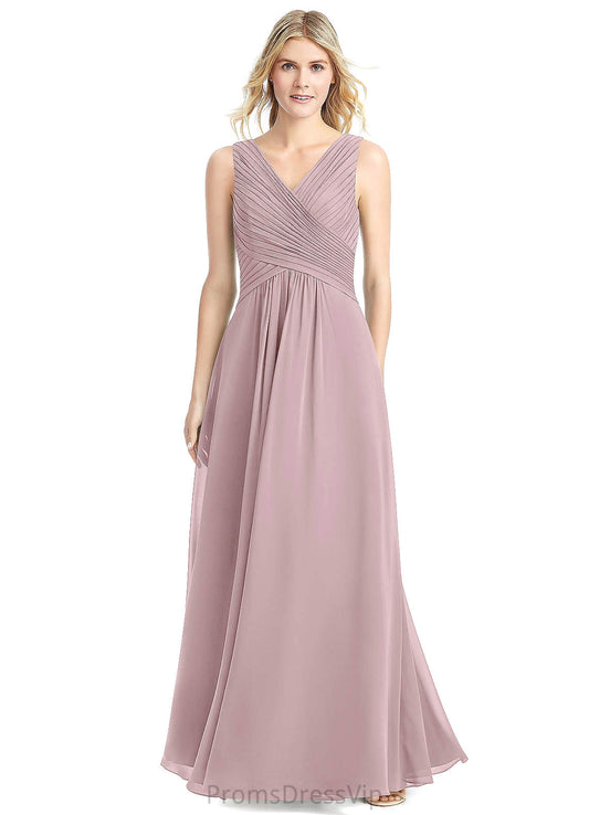 Jemima A-Line/Princess Natural Waist Sleeveless Floor Length Straps Bridesmaid Dresses