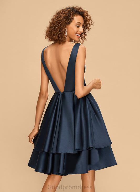 Homecoming Homecoming Dresses Dress A-Line Rosalie Satin V-neck Knee-Length