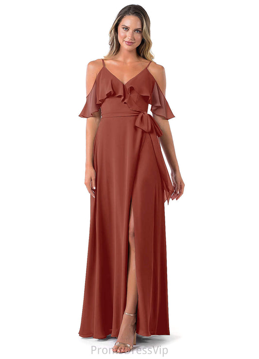 Kathryn Spaghetti Staps Natural Waist A-Line/Princess Floor Length Sleeveless Bridesmaid Dresses