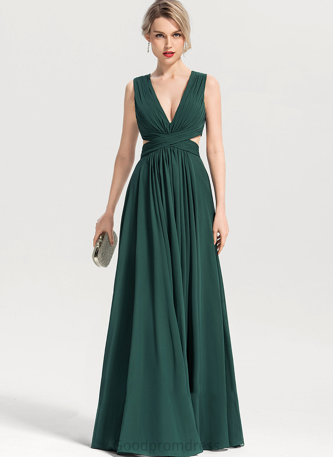 Sleeve A-Line Neckline Silhouette Fabric Length Floor-Length V-neck Jaelyn Scoop Natural Waist Sleeveless Bridesmaid Dresses
