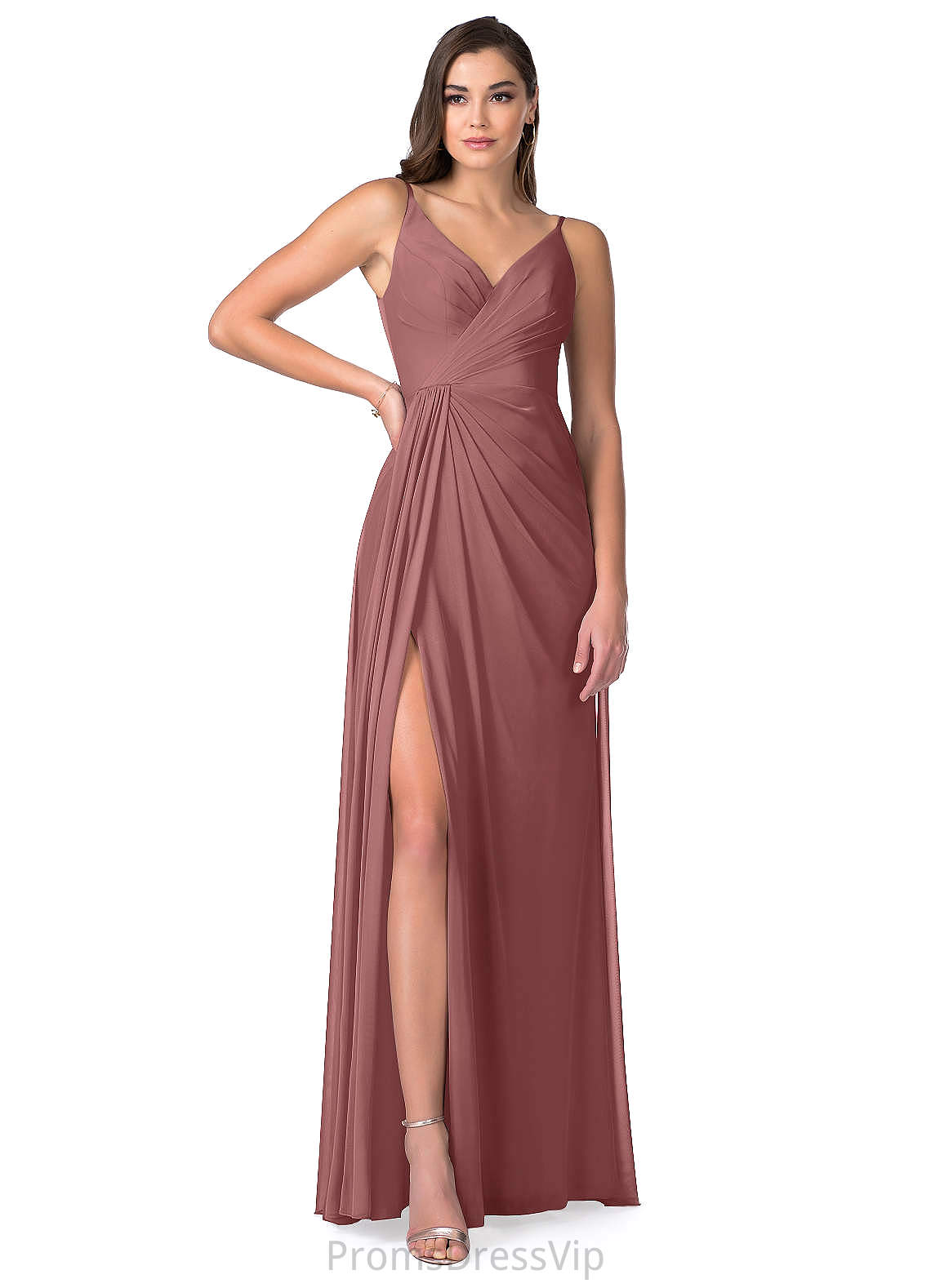 Jazlyn Floor Length Spandex Natural Waist Sleeveless V-Neck Sheath/Column Bridesmaid Dresses