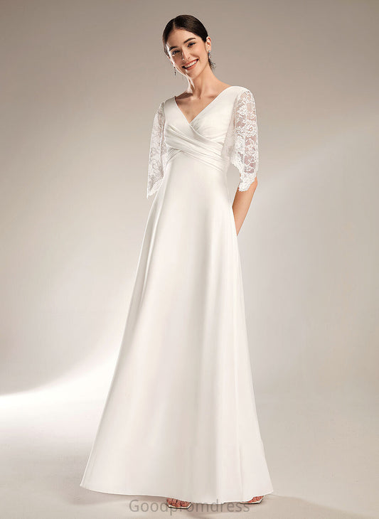 Lace Dress Floor-Length Chanel Wedding Dresses Wedding V-neck Sheath/Column With