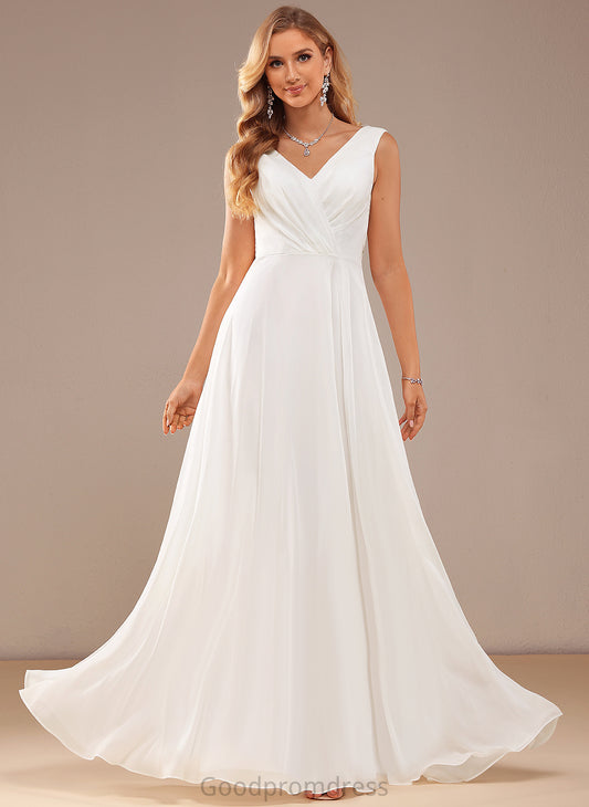 Wedding A-Line Lace Chiffon V-neck Wedding Dresses Dress Floor-Length Nellie
