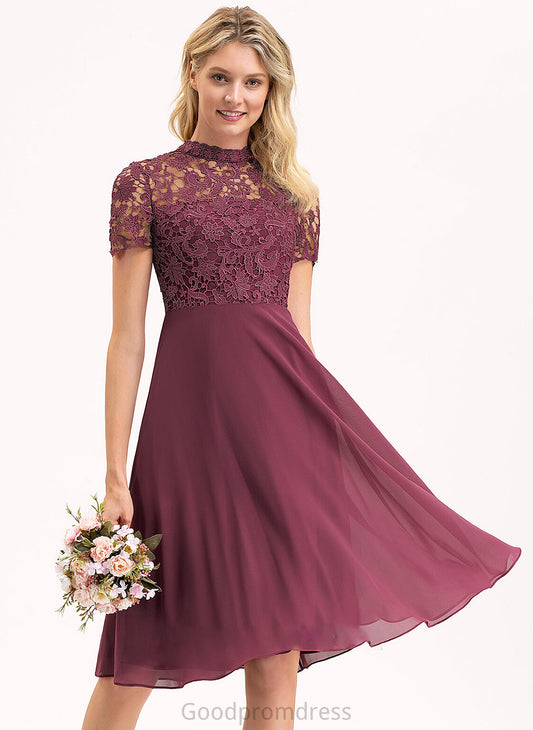 Fabric Neckline ScoopNeck A-Line Silhouette Straps Lace Knee-Length Length Marlie A-Line/Princess Sleeveless Bridesmaid Dresses