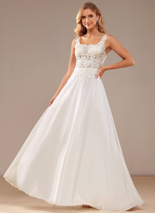 Floor-Length Square Dress Sequins Wedding Dresses With Maren Lace Chiffon Wedding A-Line