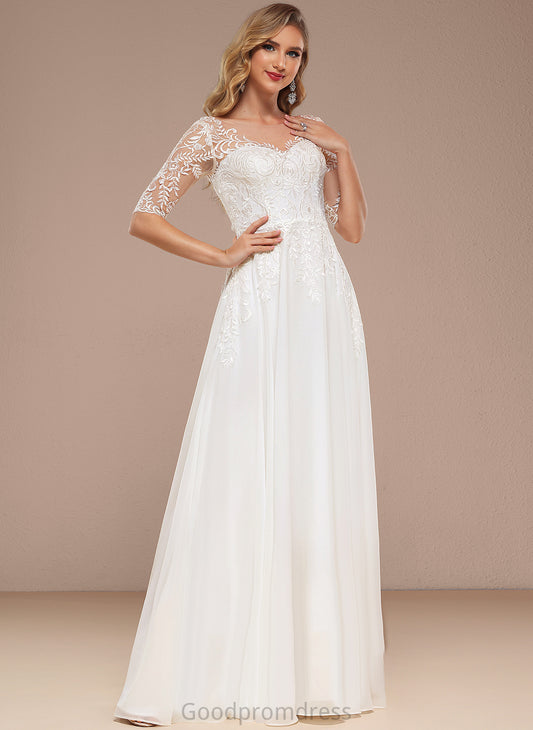 Wedding Lace Wedding Dresses Floor-Length A-Line V-neck Skyla Dress Chiffon