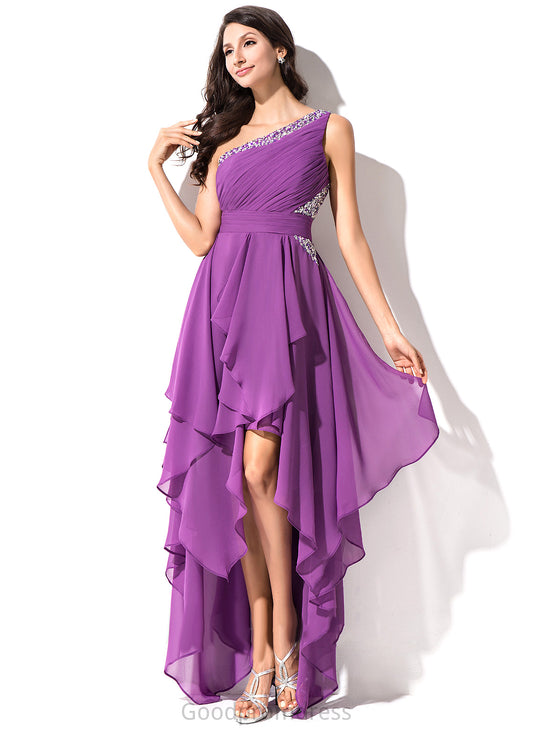 Homecoming Chiffon Nadine Sequins Ruffle Asymmetrical Dress Beading Homecoming Dresses With A-Line One-Shoulder