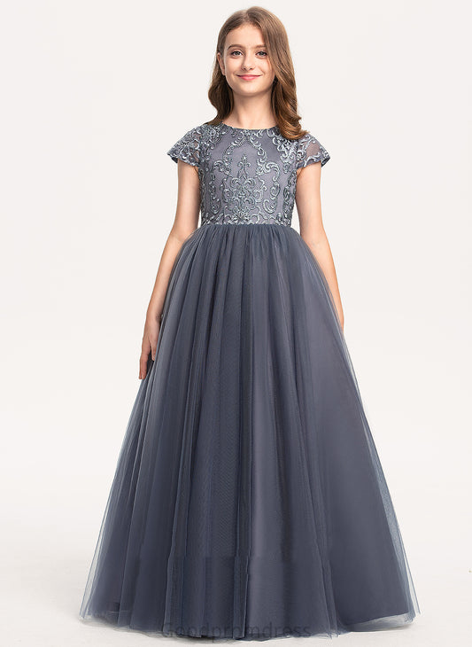 - Scoop Mia Flower Girl Dresses Sleeves Floor-length Short Tulle Girl Neck Ball-Gown/Princess Flower Dress