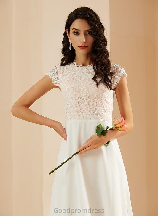 Scoop Floor-Length Wedding Lace Riya Dress Wedding Dresses With Neck A-Line