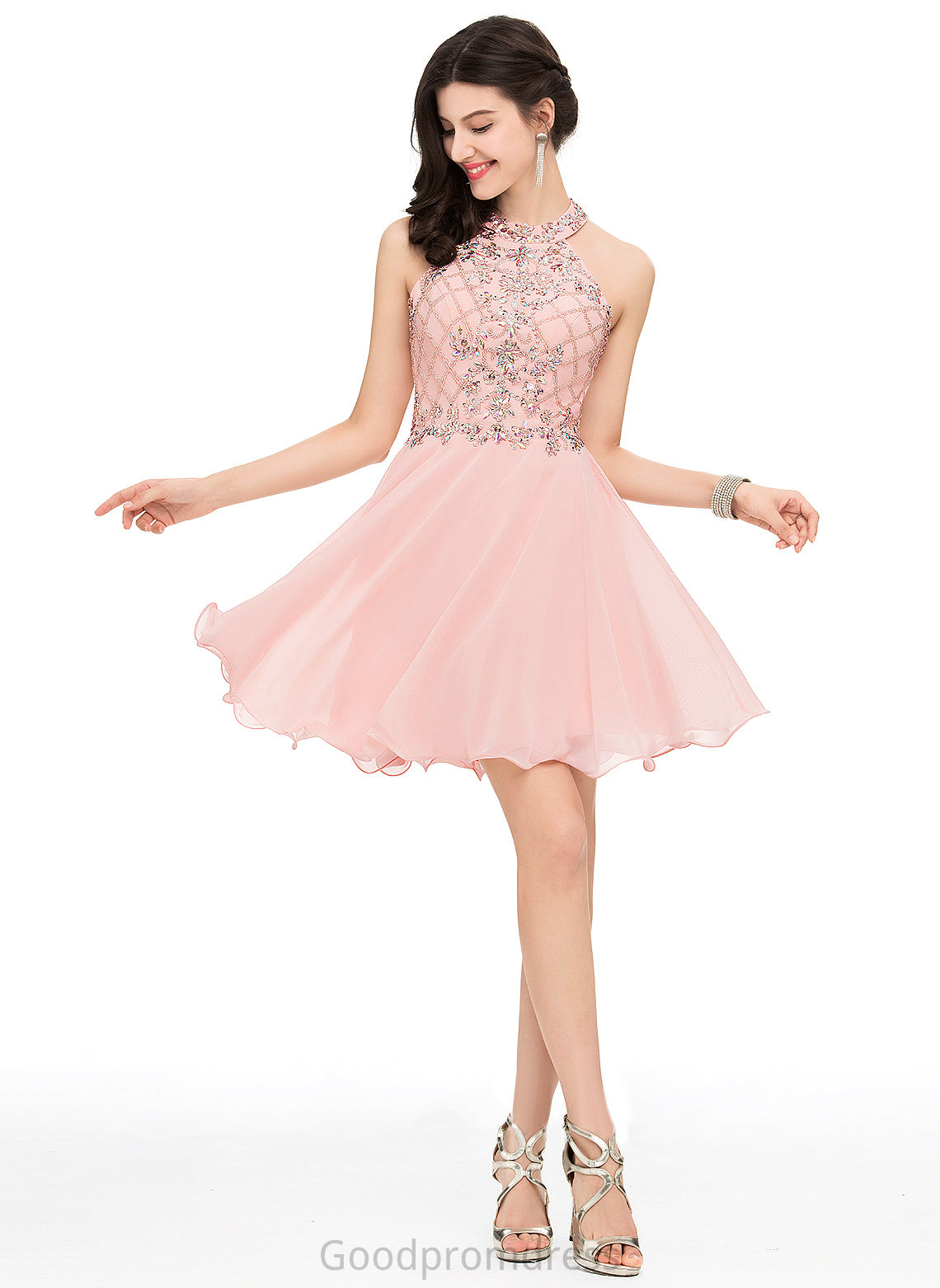 Chiffon Neck Homecoming Dresses Dress Homecoming Short/Mini Sequins Iliana With Beading Scoop A-Line