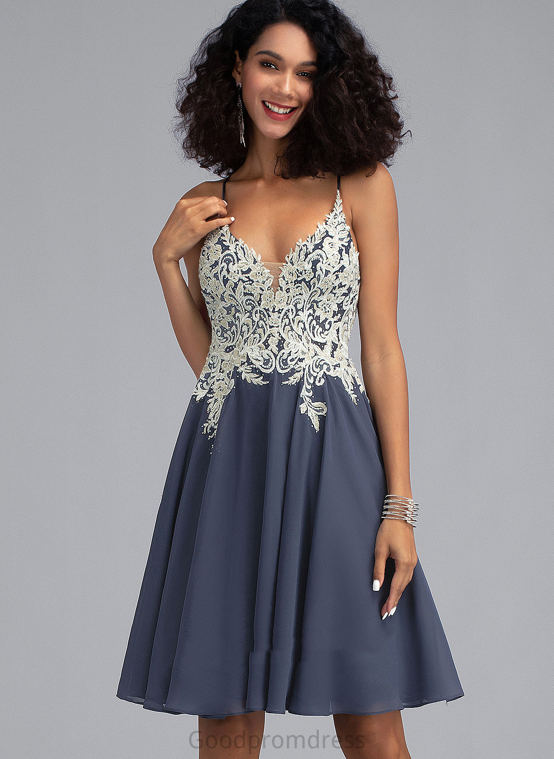 Chiffon Homecoming With V-neck Dress Homecoming Dresses Short/Mini Sequins Beading Hayden A-Line Lace