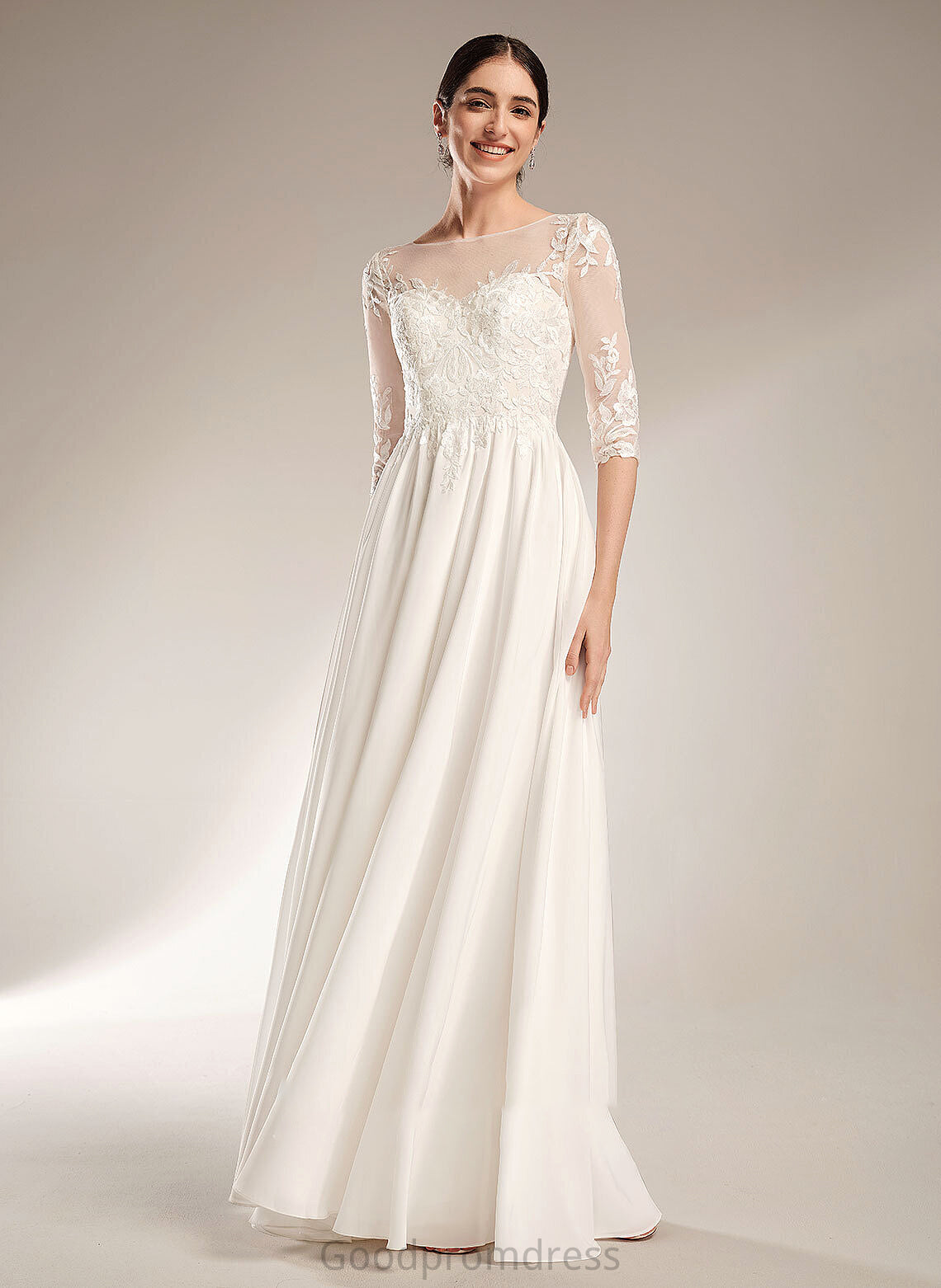 A-Line Sweep Wedding Illusion Sequins Stella With Train Wedding Dresses Dress