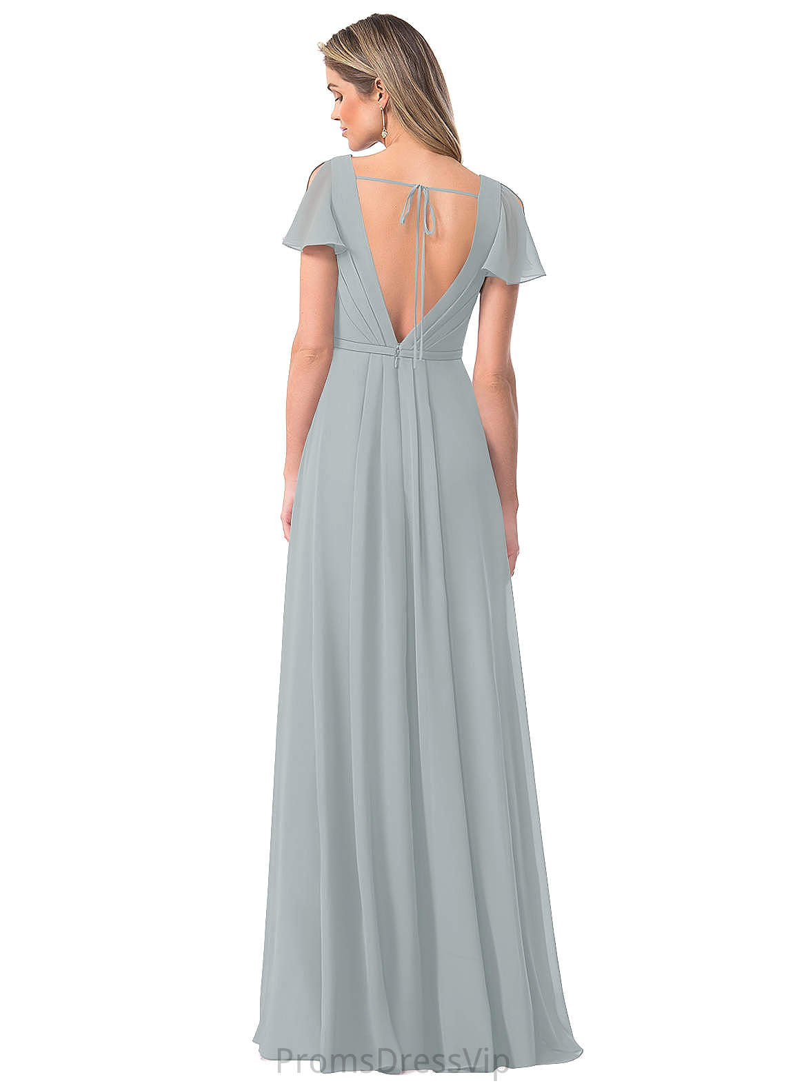 Carina Natural Waist Floor Length A-Line/Princess V-Neck Sleeveless Bridesmaid Dresses