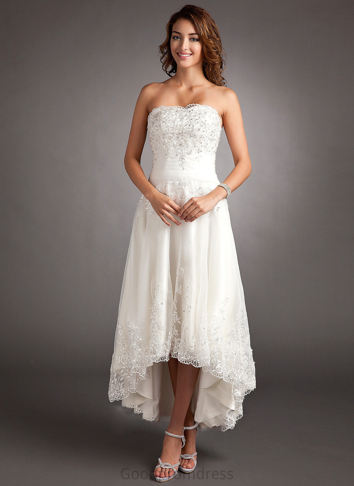 A-Line Wedding With Beading Asymmetrical Melissa Dress Sweetheart Tulle Lace Wedding Dresses