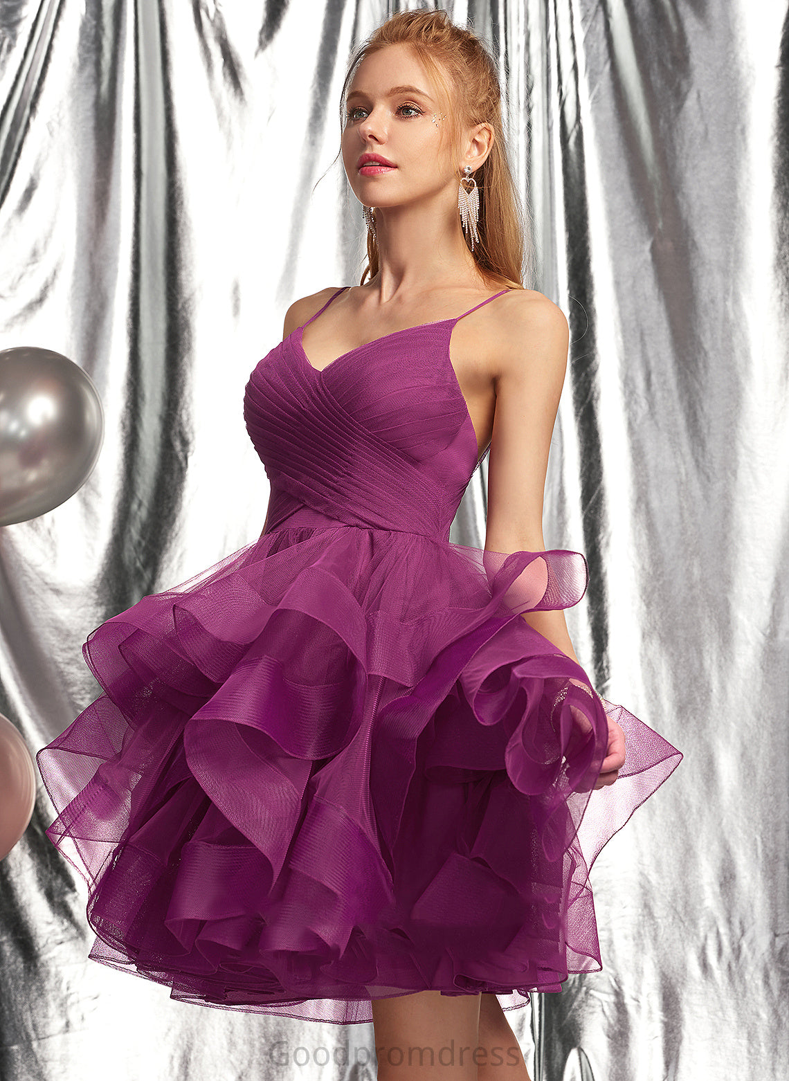 Dress Homecoming Short/Mini V-neck Melody Homecoming Dresses Tulle Ball-Gown/Princess