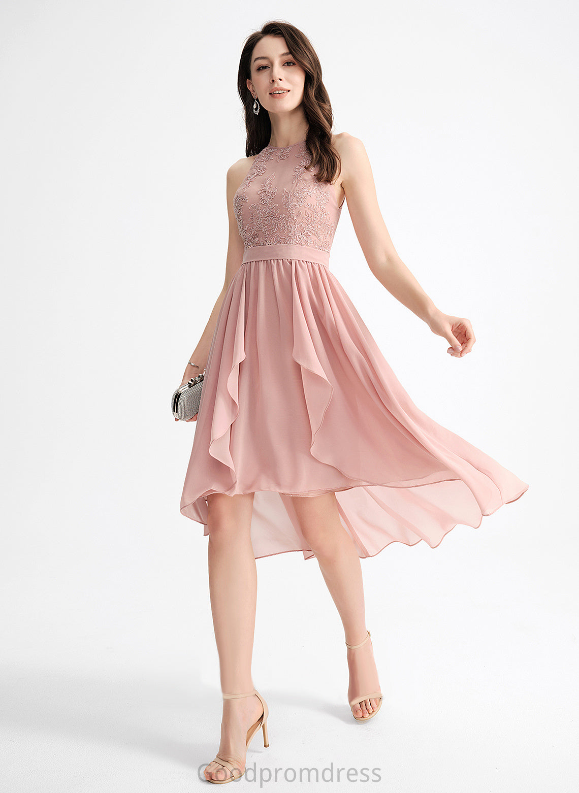 A-Line Scoop Neck Asymmetrical Lace Homecoming Kaylah With Dress Homecoming Dresses Chiffon