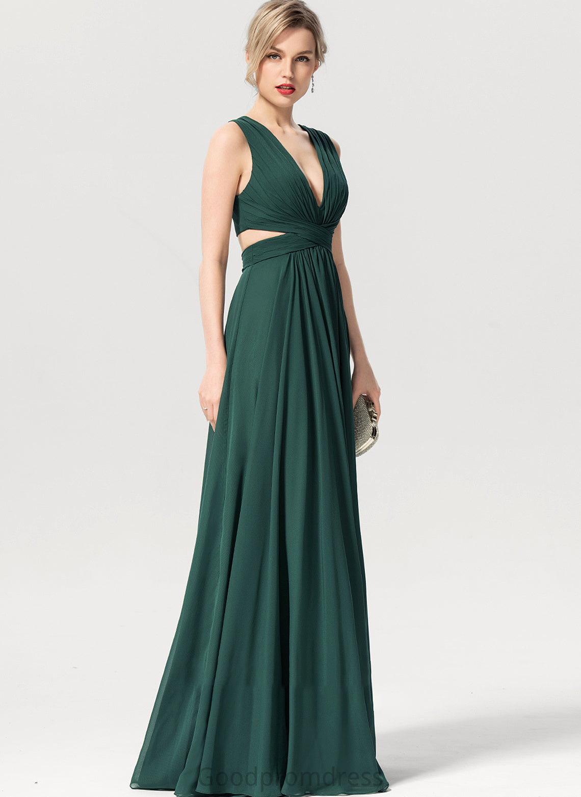 Sleeve A-Line Neckline Silhouette Fabric Length Floor-Length V-neck Jaelyn Scoop Natural Waist Sleeveless Bridesmaid Dresses