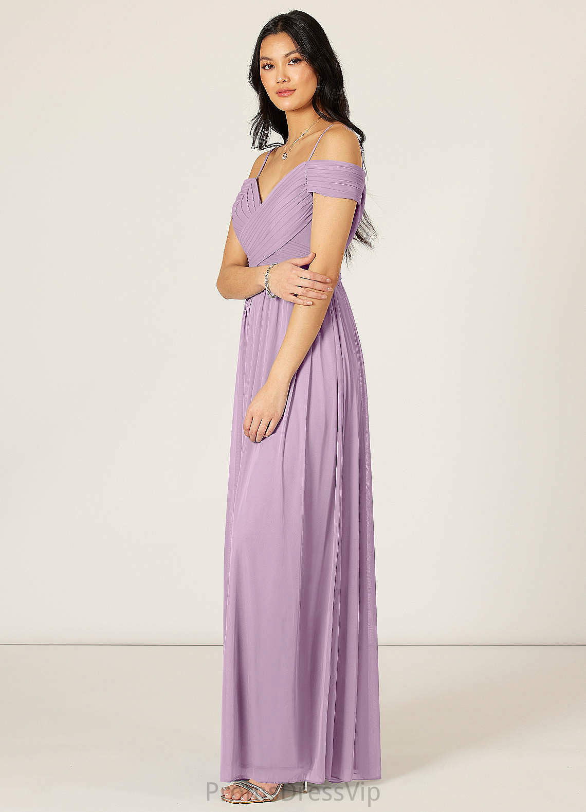 Keira Natural Waist Floor Length V-Neck A-Line/Princess Sleeveless Bridesmaid Dresses