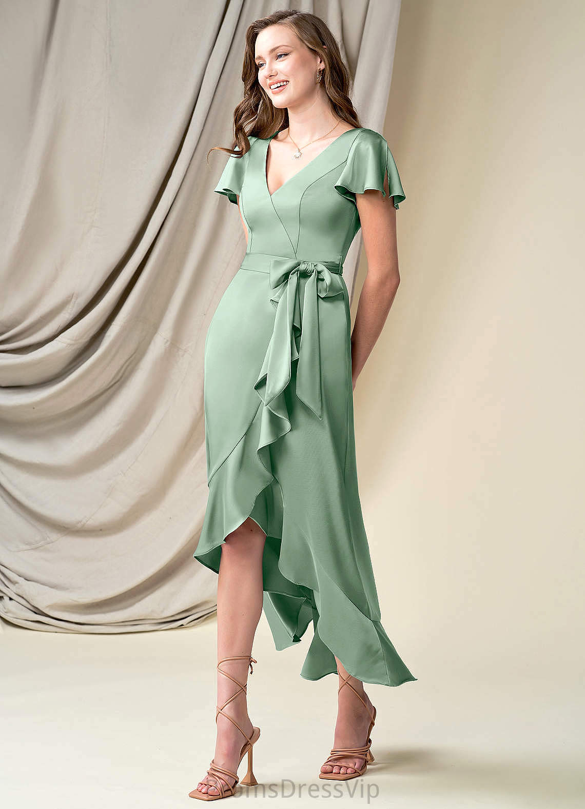 Jessica Straps Natural Waist Floor Length Sleeveless Sheath/Column Spandex Bridesmaid Dresses
