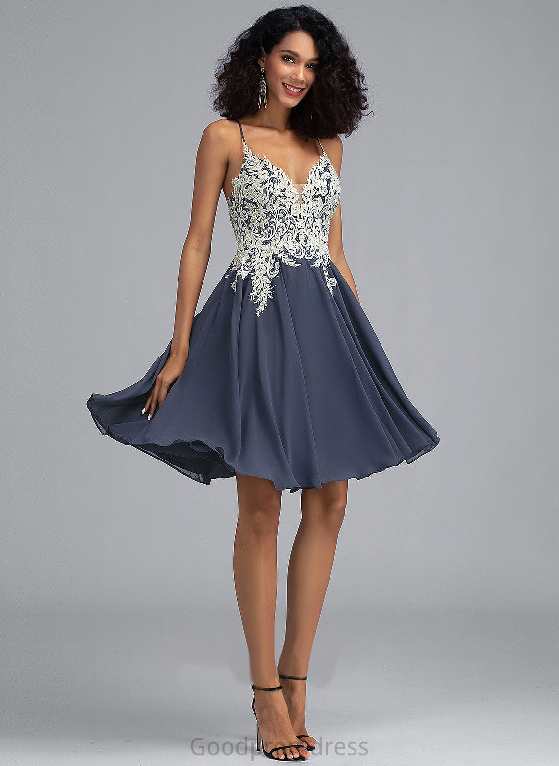 Chiffon Homecoming With V-neck Dress Homecoming Dresses Short/Mini Sequins Beading Hayden A-Line Lace