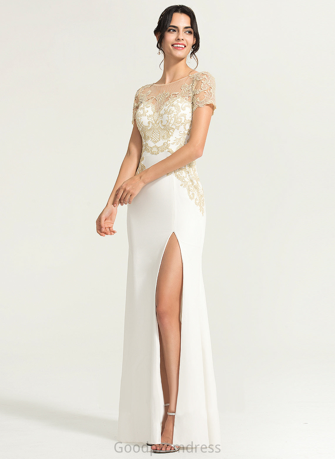 Lace Wedding Wedding Dresses Dress Floor-Length Sheath/Column Stretch Tania Scoop Crepe