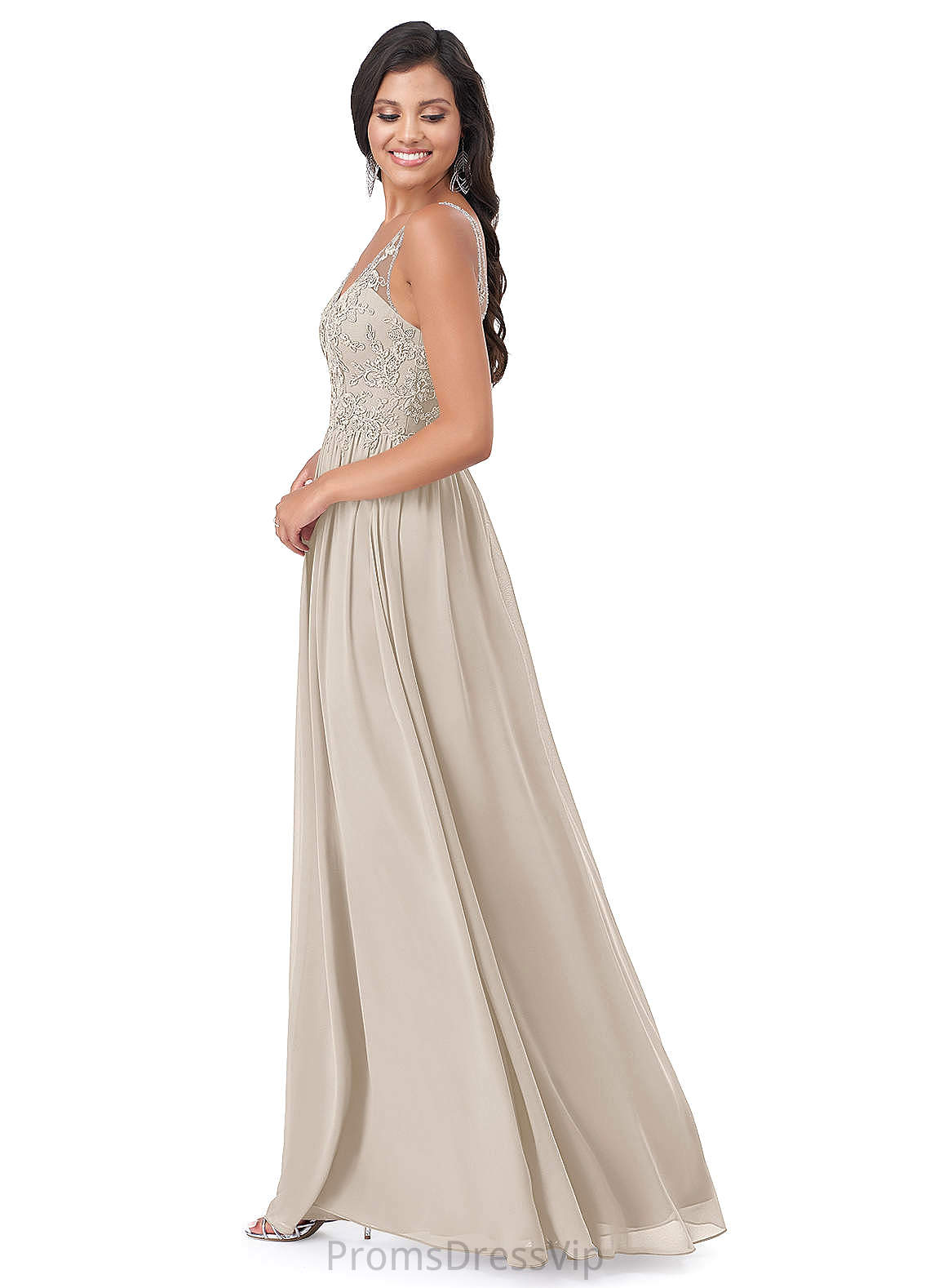 Hannah A-Line/Princess Sleeveless Floor Length Natural Waist Spaghetti Staps Bridesmaid Dresses