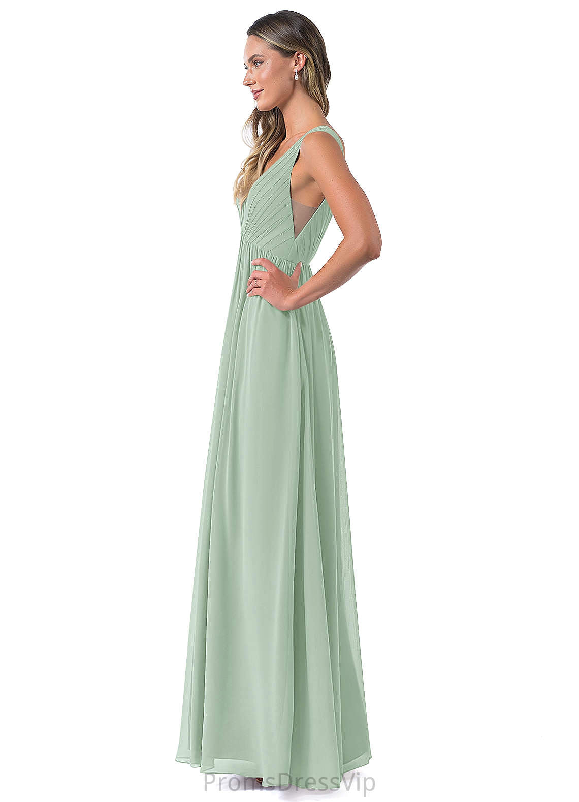 Jaqueline Sleeveless Straps Floor Length Natural Waist A-Line/Princess Bridesmaid Dresses