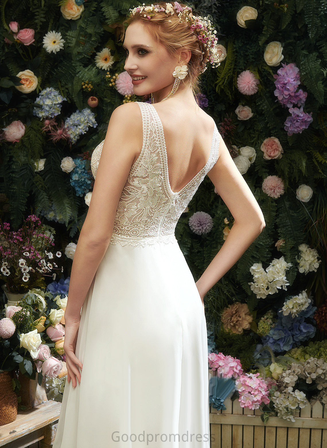 Wedding Dress Wedding Dresses With Lace A-Line Floor-Length V-neck Mina Sequins Chiffon