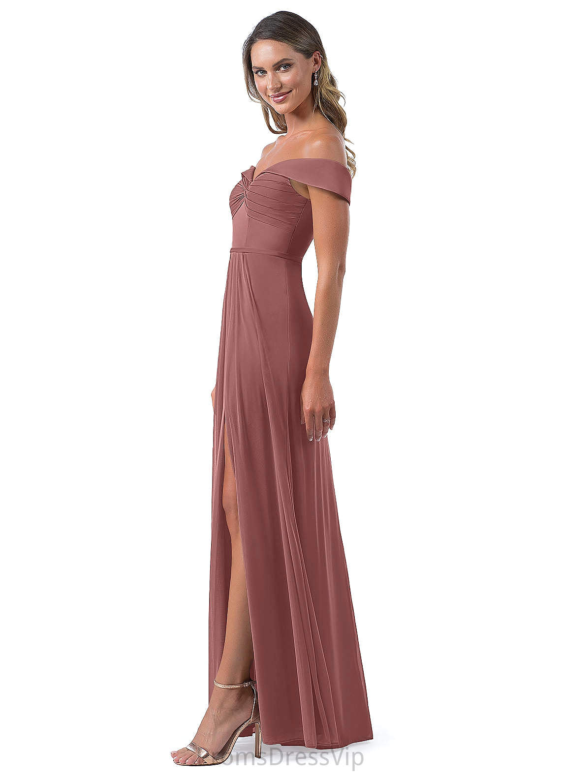 Jo Natural Waist V-Neck A-Line/Princess Floor Length Sleeveless Bridesmaid Dresses