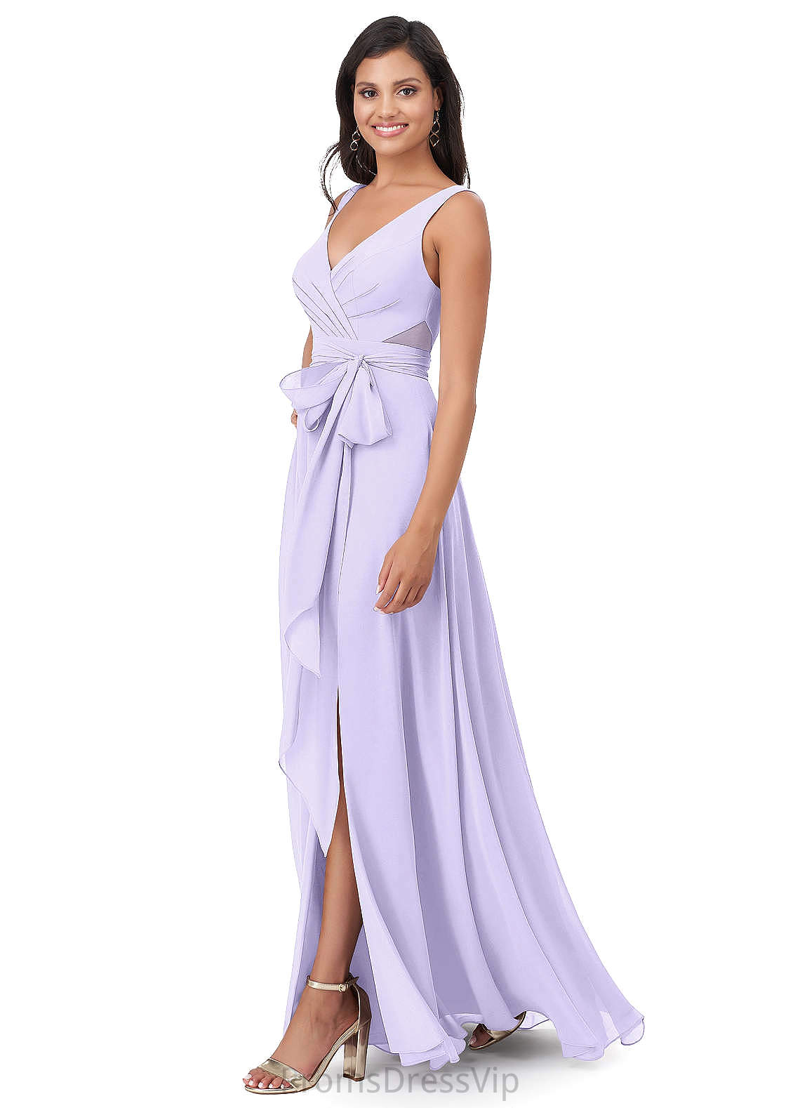 Madeline High Low Sleeveless A-Line/Princess V-Neck Empire Waist Bridesmaid Dresses