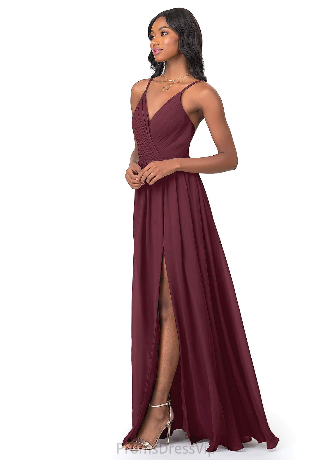 Janiya Natural Waist Sleeveless V-Neck Floor Length A-Line/Princess Bridesmaid Dresses